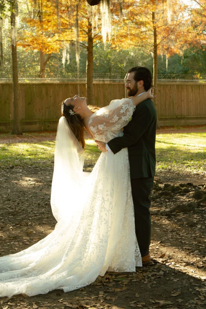 Silk wedding dress with minimalist styling