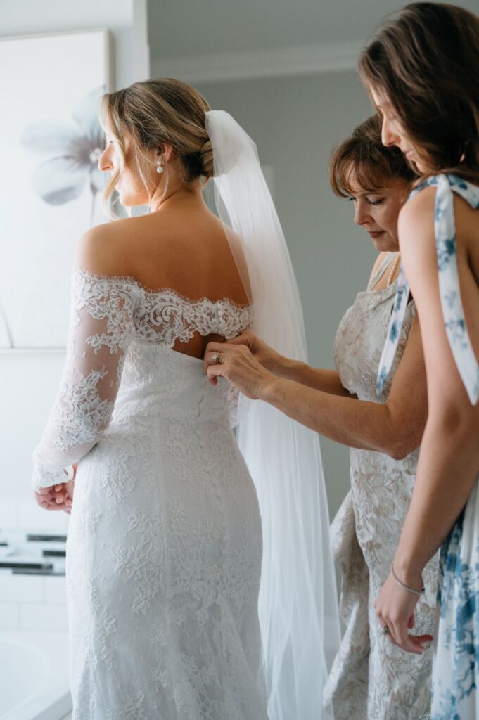 Silk wedding gown photographed outdoors