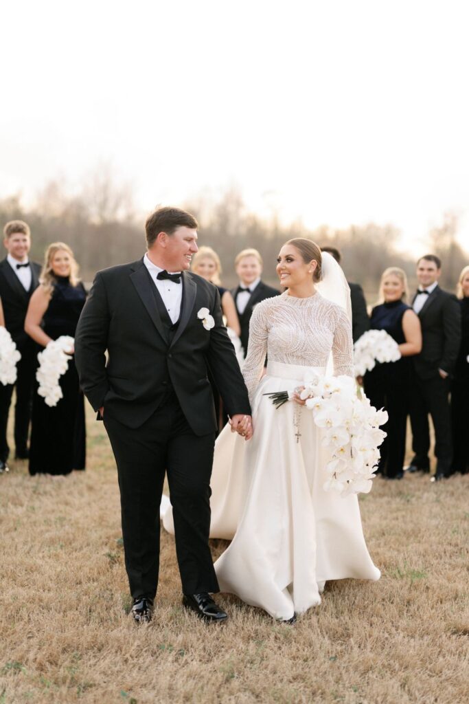 Structured satin wedding dress for formal weddings