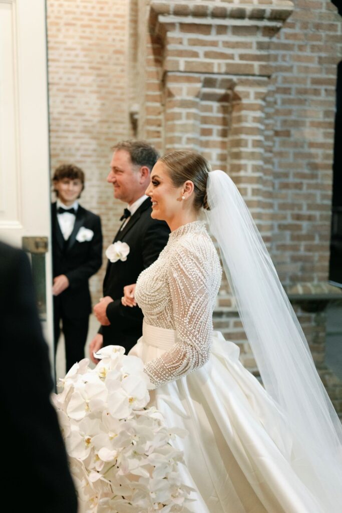 Romantic silk wedding gown for garden weddings