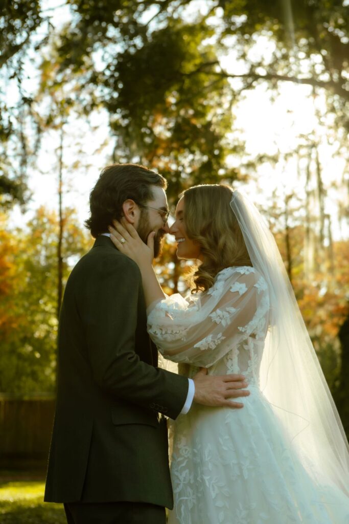 Timeless silk wedding dress with long train
