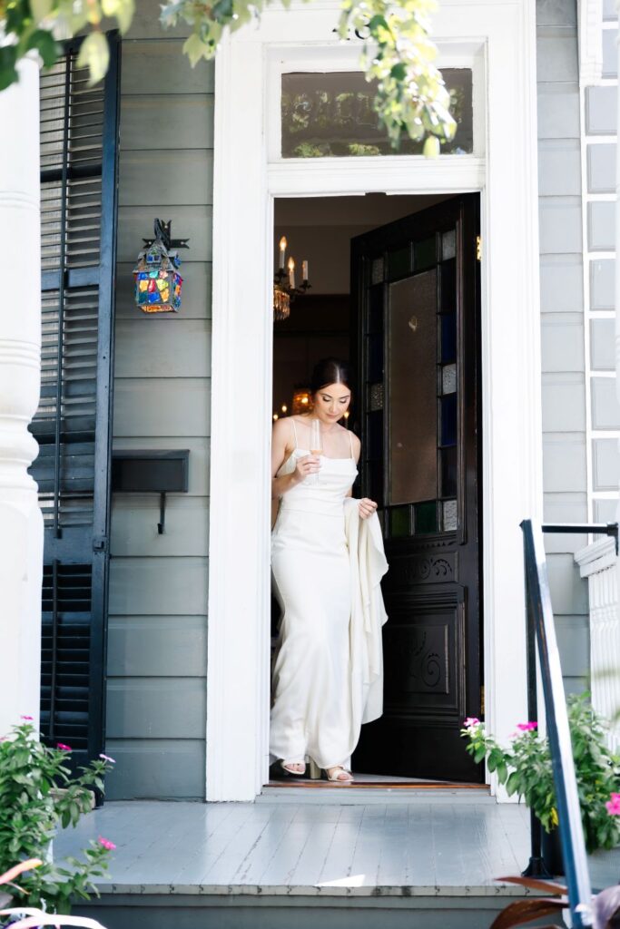 Soft silk wedding dress with flowing movement